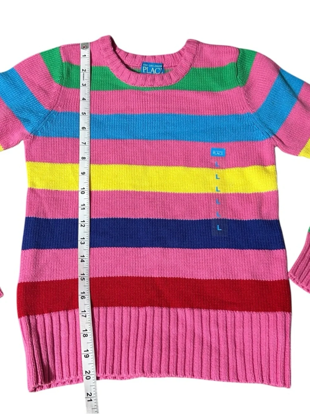 The Children's Place Rainbow Stripe Sweater Girls L 10/12 Bright Colorful Knit